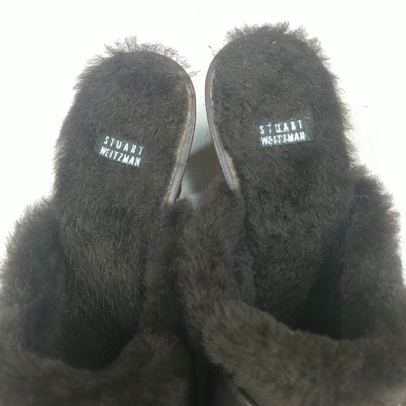 Stuart Weitzman Sz 6.5 Brown lthr Slide Sandals 2. - Picture 6 of 6